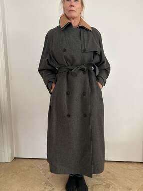 Vintage Calvin Klein ILGWU Wool Trench Coat with Removable Camel Lining